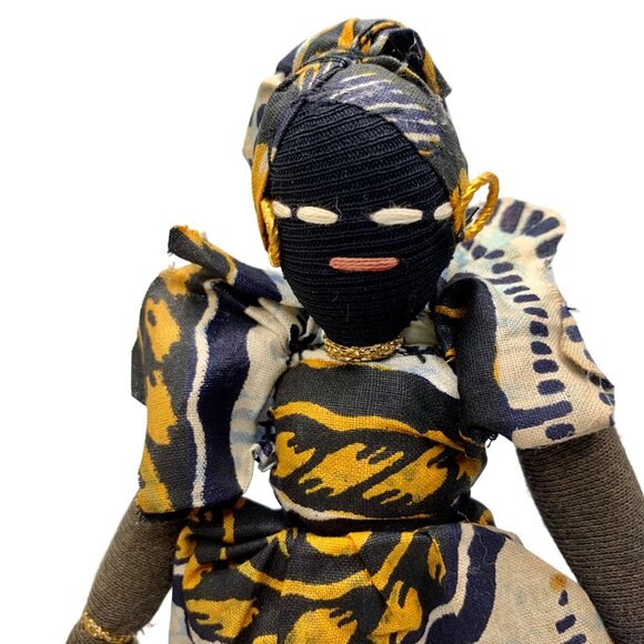 Handcrafted West African Dolls Traditional Senegal Attire Set Of 2  8" Standing - Picture 3 of 8